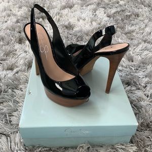 Jessica Simpson Black Peep Toe Slingbacks